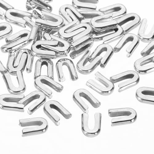 PATIKIL 50Pz 5mm 3/16 Pollici Larghezza Spirale Punte per Stecche per Cucire, Punte per Stecche Corsetto Acciaio Carbonio Zincato Coperture estremità per Abito Sposa Costume, Tono Argento