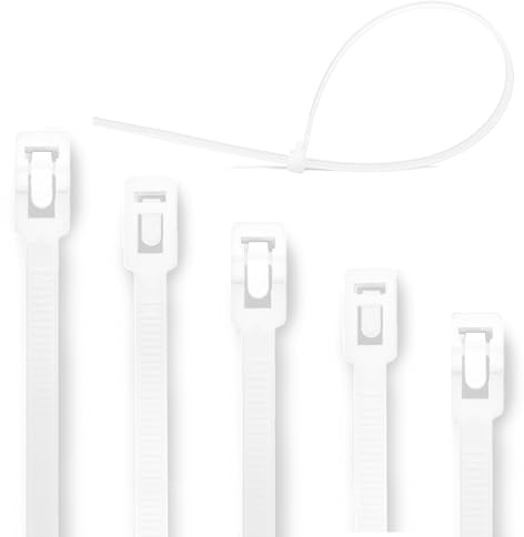 Packivo 100 Stück Kabelbinder, 3,6 mm x 150 mm, Weiß, Nylon, Standard, Wiederverwendbar, UV-Beständig, Kabelmanagement, Büro, Werkstatt, Garten, Haushalt