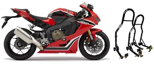 2 Cavalletti alzamoto alza moto alzare sollevare ruota gomma forcellone anteriore + posteriore piastre L compatibile con Honda CBR 600 1000 RR Fireblade 650 F CBR650 CBR650F 650F 600RR 500R 500 R