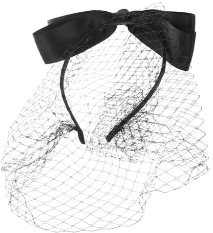 BESPORTBLE Netzschleier-stirnband Mit Schleife Und Schleier Schwarzer Retro-kopfschmuck Für Damen Für Hochzeiten Beerdigungen Und Teepartys