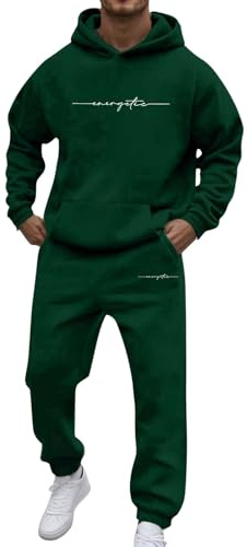2025 Nuevos conjuntos de ropa interior para hombre, elegante set de chándal con estampado para el uso diario informal. Cómodo y versátil para el invierno. Ideal para combinar con camisetas., Verde
