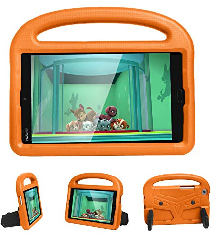 Tablettskydd Tablet Väska till Huawei M3 / M5 Lite 8,4 tums kiselfall For barn, For chocktäta lättviktigt droppskyddat stativ tablettväska, med handtag och kickstand(ORANGE)