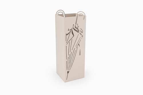 NORDIQ - Paraguero Metálico - Paragueros Modernos y Decorativos - Paragueros Originales para Entrada, Recibidor, Oficina o Comercio | Paragüero de Diseño Elegante y Funcional - Diseño Lineal - Beige
