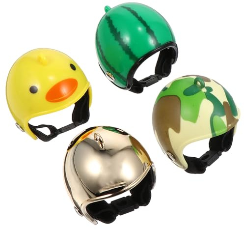 jojofuny Haustier Hühnerhelme aus Kunststoff mit Verstellbaren Riemen Schützende Helme 4 Stück-Packung Lustig und Sicher für Hühner und Vögel für Täglichen Gebrauch