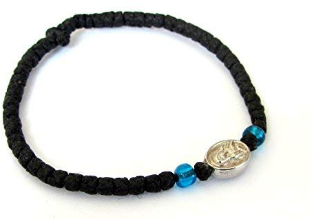 Iconsgr Handgefertigtes christlich-orthodoxes Komboskoini, Gebetsschnur-Armband, schwarz, VM1