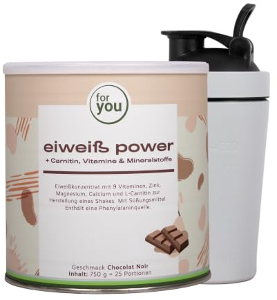 for you Power Eiweiß Schoko 750 g + Gratis Shaker – Mehrkomponenten Eiweißpulver nach Dr. Strunz mit L-Carnitin, Vitaminen & Mineralstoffen | Eiweißshake für Muskelaufbau & Regeneration | Gut löslich