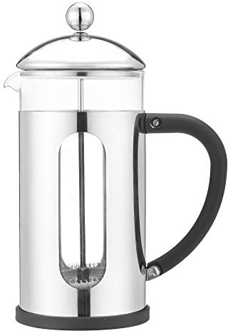 Café Olé Desire Kaffeebereiter aus hochwertigem Edelstahl 18/10 und hitzbeständigem Glas – Tamper aus Edelstahl, 350ML Für 3 Mokktassen geeignet, Hochglanzpolitur, tropffreies Gieβen