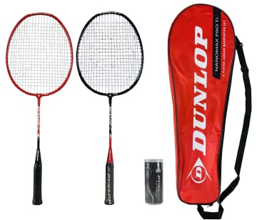 Dunlop Nanomax Pro Ti 2 Junior Player Badminton Set inc 3 Shuttles and Carry Case