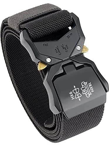 TENINE Unisex-Gürtel aus Segeltuch, Elastischer Stoffgürtel Stretch-Gürtel Militär-Gurtband Nylongürtel für Frauen und Männer Taktischer Gürtel Schnellverschluss Metallschnalle (Dunkelgrau)