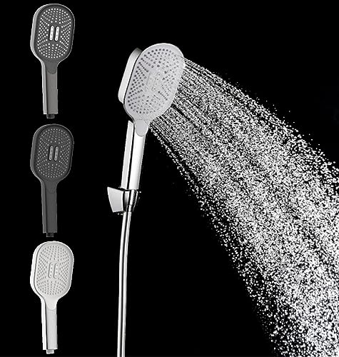 SANILO Duschkopf mit 174 Anti-Kalk-Noppen, Handbrause, Regenduschkopf, 3 Strahlarten, hochwertig & modern (Chrom)