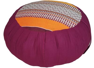 Longway-Buddha Rundes Yogakissen Zafu Meditationskissen Sitzkissen Dekokissen 38x14 cm Kapok Füllung