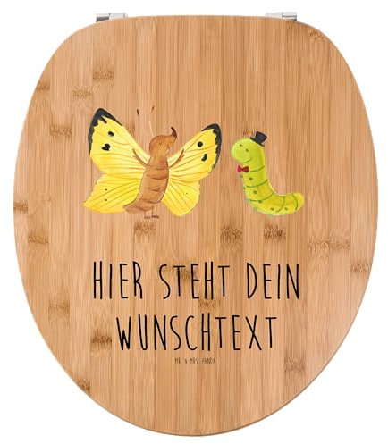 Mr. & Mrs. Panda Personalisierter WC Sitz Motiv Raupe Schmetterling - Personalisierte Geschenke, Zitronenfalter, WC-Sitz, Klodeckel, Hut, Toilettendeckel, Erwachsen Werden, Klobrille, Kokon, WC-Deckel