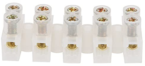 Tbest Car-Amplifier-Power-Cable-Terminals,20Pcs Terminal Block Strip FlameRetardant ThroughType Wire Connector 10A Industrial Supplies (Five in and five out)