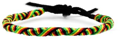 BDM - Pulsera Rasta de Hilo Elastico, Bandera Rasta, Hippie, Bob Marley, Jamaica