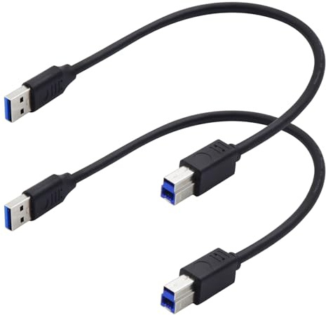 LANMINGLEL Cable de impresora USB 3.0 USB 3.0 tipo A macho a tipo B macho cable de impresora de alta velocidad para escáneres, impresoras, discos duros externos de escritorio y más (2 unidades)