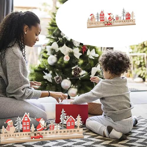 Generic Extra Large Garden Gnome Christmas Countdown Desktop Ornament Wooden Small Ornament Santa Advent Calendar Countdown Vacation Count Down 24 Days of Christmas Advent Calendar (Red, 40 x 14.5