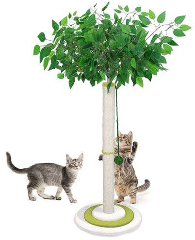 Masthome Cat Scratching Post, 109cm Tall Scratching Posts for Indoor Cats with Sisal Rope & Hanging Ball, Scratching Post with Stable 3-tier Base, Suitable for Kitten & Adult Cat