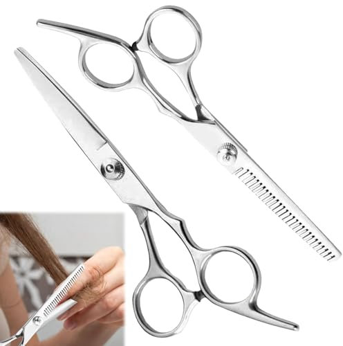 keyxer Confezione da 2 forbici per capelli in acciaio inox di alta qualità, ultra affilate e precise, per assottigliare e modellare, adatte per la casa, parrucchieri e parrucchieri