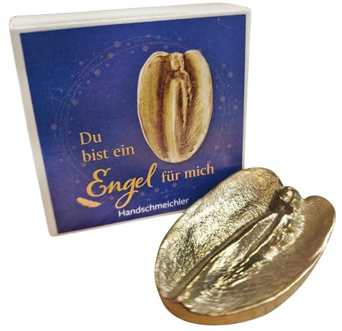 Herzmensch Spruch Engel Figur 2,9 x 4,4 cm Gold Massive Bronze kleines Engel Dankesgeschenk für Freunde, Mama, Beste Freundin zu Weihnachten und Geburtstag