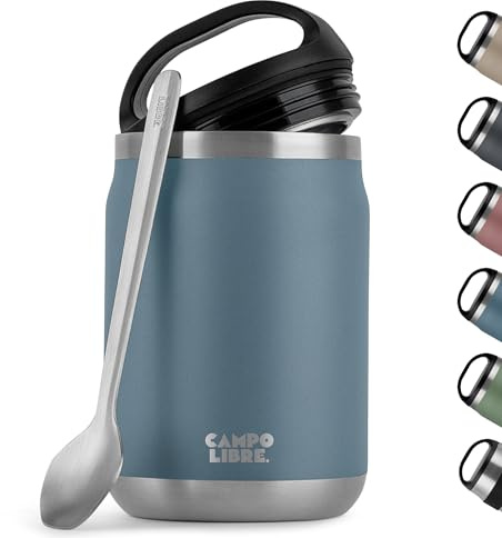 Campo Libre. Termosbehållare för mat, 800 ml rostfritt stål termosmugg mat med sked, varmhållningsbehållare mat, mueslicup eller babygröt varmhållningslåda, termomatbehållare finns i 6 färger