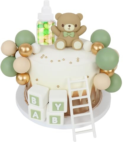 LARDUX 24 Stück Grün Tortendeko Elefant Babyparty Kuchen Deko, Elefant Cake Topper DIY Kugeln Tortendeko für Baby Junge Mädchen Geburtstag Party Elefant Baby Dusche Kuchen Dekor (Grün)