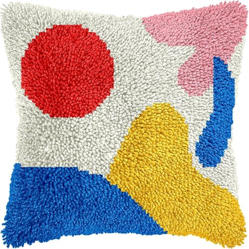 JUYIYUANFUZH Kit De Gancho De Pestillo De CojíN Kit Ganchillo Juego De Cojines De Anudado PatróN Colorido 8 Kits De Gancho De Pestillo Para Adultos 43 X 43 Cm