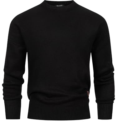 Indicode Maglione da uomo INTrax O-Neck a maglia fine con scollo rotondo | Maglione da uomo, Nero , XXL