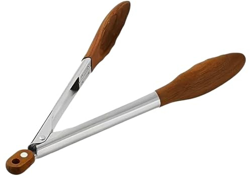 Duroecsain Pinces de service | Outil de 30 cm avec verrouillage et antidérapant - Pinces à barbecue en bois | pour cuisine, salade, barbecue, grille, pain grillé, pâte, buffet, poisson, restaurant