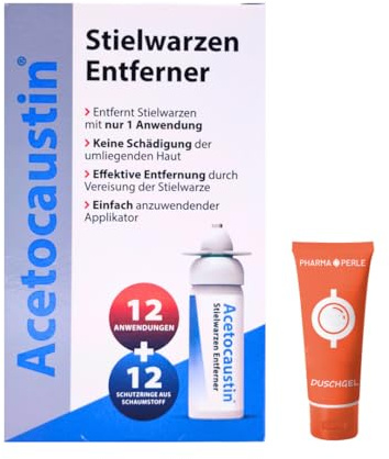 Acetocaustin Stielwarzen Entferner 1x 50 ml I Vereisung von Hautanhängseln I Präziser Applikator I Für Hals, Brust, Rücken, Achselhöhlen & Leiste I Spar-Set plus Pharma Perle give-away