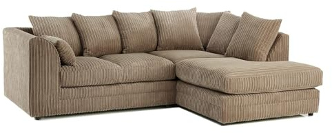 JSB Northwest Ltd - Dylan L-Shape Jumbo Cord Fabric Sofa | 4 Seater Corner Sofa | Scatter Cushions - Luxurious Living Room Furniture | Made in UK (Coffee, Right-Hand Facing)