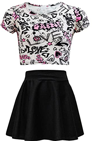 A2Z 4 Kids Girls Love Comic Graffiti Crop Top Casual Fashion Clothing