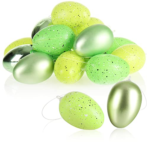 com-four® 18x Uova di Pasqua da Appendere - Uova di Pasqua Macchiettate in Bei Colori - Decorazione per il Cespuglio Pasquale e Primaverile - 7 cm (018 pezzi - verde)