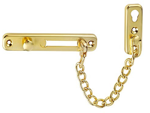 Alise Chain Door Guard Lock,Door Chain Locks with Safety Spring Anti-Theft Press Latch for Inside and Extra Front Door Lock,Golden Finish (1 Pack)
