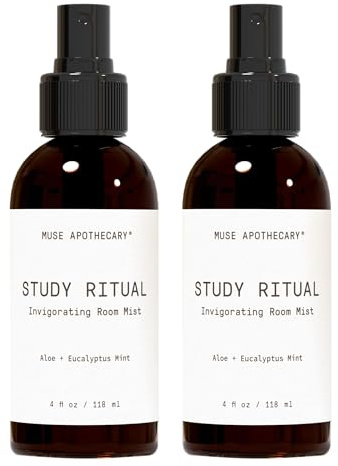 Muse Apothecary Study Ritual - Aromatic and Invigorating Room Mist, 4 oz, Infused with Natural Essential Oils - Aloe + Eucalyptus Mint, 2 Pack