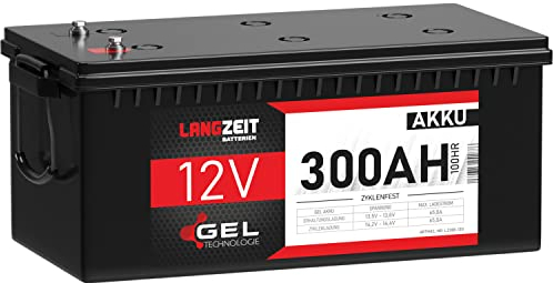 LANGZEIT Blei-Akku 12V 300Ah GEL Akku Profi Blei-Batterie Wohnmobil Batterie Bootsbatterie Solarbatterie ersetzt 260Ah 280Ah