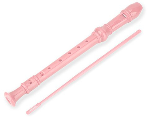 Alomejor 8 Löcher High Pitch Sopran Blockflöte Flöte ABS Instrumente Schilfrohr Kinder(Rosa)
