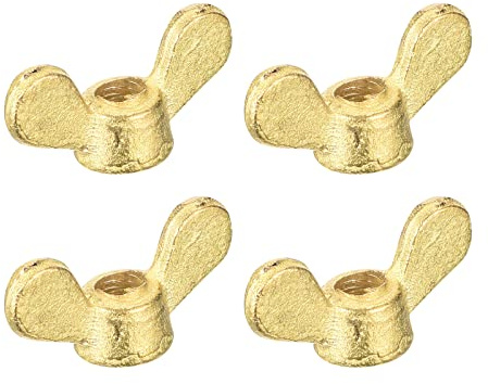 sourcing map 4 Stück Messing Flügelmutter M5 Schmetterling Mutter Hand Twist Tighten Befestigung für Möbel Maschinen Elektronische Geräte