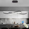 Qiaomao 57W Dimmbare LED Pendelleuchte, Doppelfigur 8 Design Hängeleuchte mit Fernbedienung, Pendellampe Hängend Höhenverstellbar, Hängelampe für Wohnzimmer, Esstisch, Esszimmer, Küche, Schwarz