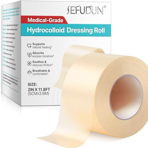 Hydrokolloid-Rolle für Die Wundversorgung, Hydrokolloid-Verbandrolle 5CM*3.6M– Selbstklebend, Ultraabsorbierend, auf Maß Zuschneidbar, Flexibel und Wasserfest, Hilfe-Kasten