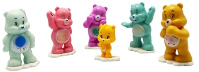 12PCS Lovely Bear Minifigure Cake Topper - Cute 3D Lovely Bear with Heart, PVC Decoration for Birthday Cakes, Cupcakes, Baby Shower, Valentine’s Day, Party Supplies (Random chest pattern, 2 inches)