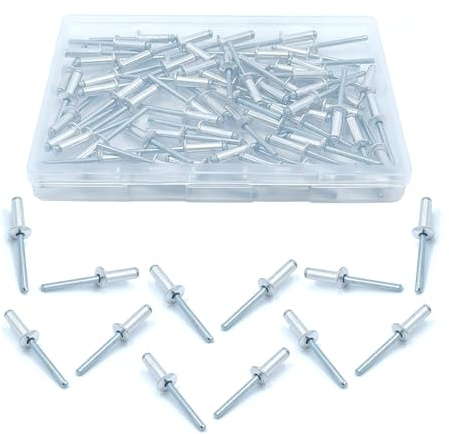 120 piezas de remaches ciegos de aluminio de 4,8 x 16 mm, con gran flanco, remaches Popnieten, remaches de aluminio para vehículos, muebles, equipos mecánicos (plata)