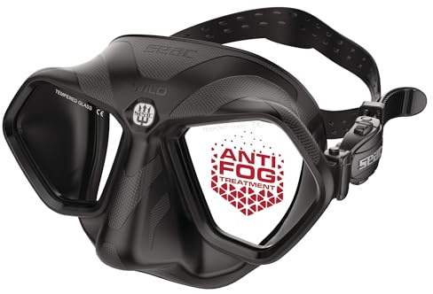SEAC Wild – Máscara de Buceo de Silicona de Bajo Volumen | Máscara Antivaho con Doble Lente, Hebilla 3D y Visión Periférica para Apnea y Pesca Submarina