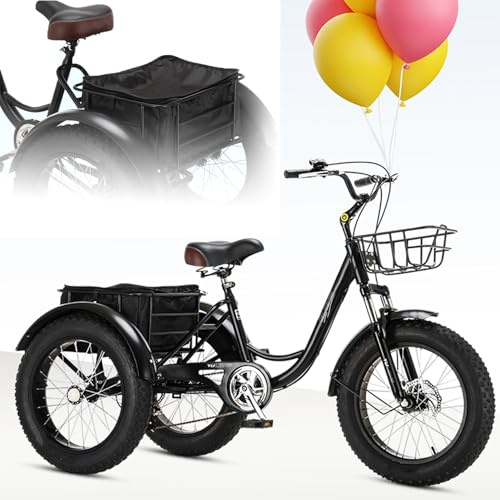 LISTaRSw Triciclo Cargo per Adulti - 7 Velocità, Bici a 3 Ruote Con Sospensione Anteriore E Doppi Freni a Disco E Cestini Anteriori E Posteriori, Capacità Di Peso: 180 Kg
