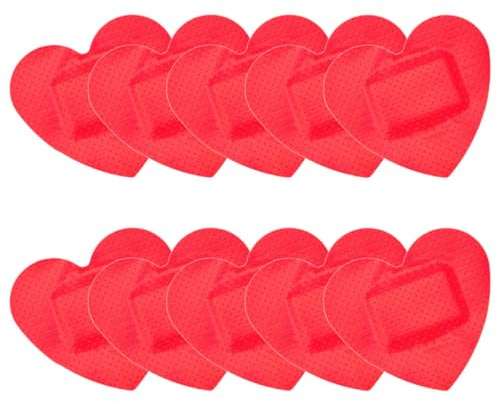 TEHAUX 10 Parches Adhesivos Transpirables en Forma de Corazón, Tamaño Pequeño, Color Rojo, Vendajes Cuidado de Heridas Portátiles y Elásticos, Ideales Adultos
