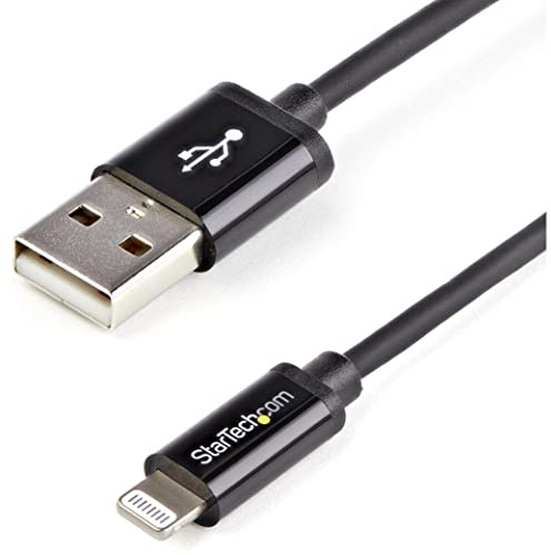 StarTech.com USBLT1MB 1 m (3 ft) Black Apple 8-Pin Lightning Connector to USB Cable for iPhone/iPod/iPad, Charge and Sync Cable