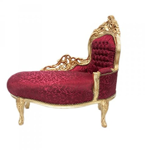 Casa Padrino Barock Kinder Chaiselongue Bordeauxrot Muster/Gold - Kindermöbel
