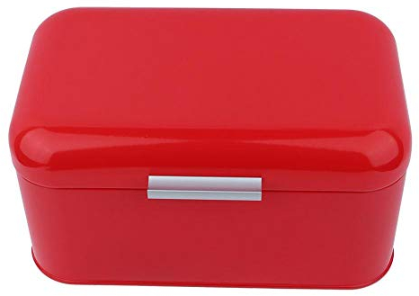 Neufday Metal Bread Box,Solid Color Retro Metal Bread Bin Box Large Capacity Kitchen Storage Container (Red)
