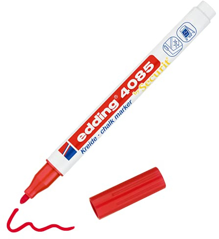 edding 4085 kolmarker – blå – 1 kolpenna – rund spets 1–2 mm – vattenlöslig penna med tunn spets för krittalvor, fönster, glas, speglar – flytande kolmärkpennor för opak täckning