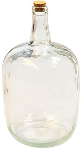 Acan - Garrafa Vidrio 8 litros con tapón de Corcho, Botella Cristal, Tarro 8 litros alimentario (Transparente)