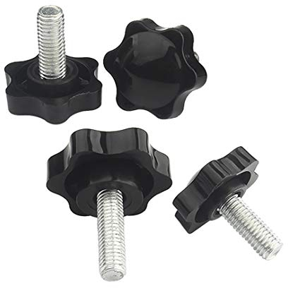 BOZONLI 10 pezzi M6×25mm Vite a testa zigrinata, Manopola di serraggio del filo Manopola in plastica nera Maniglia a forma di stella sul pomello per macchina utensile